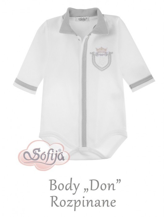 Body niemowlęce bawełniane długi rękaw szare Don 56-68 Sofija
