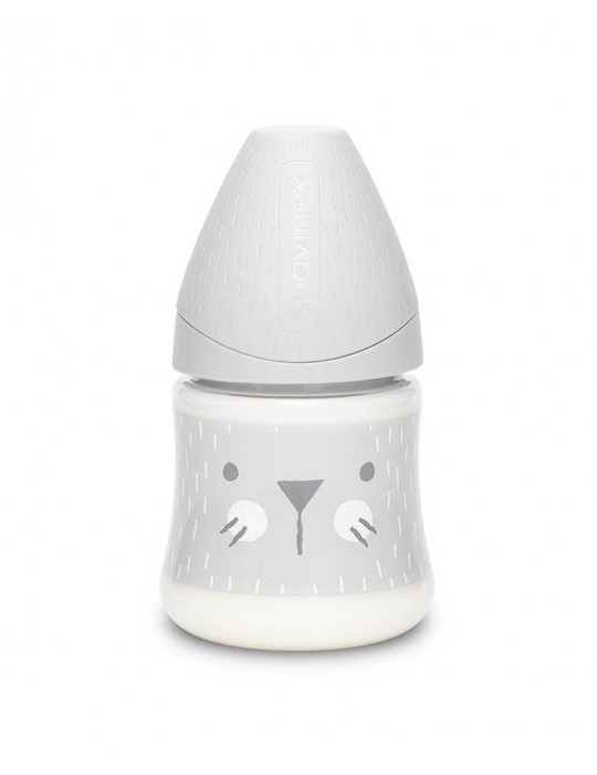 Suavinex Butelka premium Kotek szary 150 ml Hyggie Baby 0+