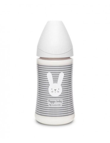 Suavinex Butelka premium Królik linie szare 270 ml Hygge Baby 3+ Suavinex Butelka premium Królik linie szare 270 ml Hygge Baby 3+