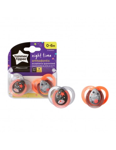 Tommee Tippee Smoczek uspokajający Night time 0-6m szary