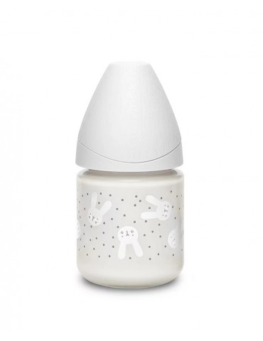 Suavinex Butelka premium szklana Królik szary 120 ml Hygge Baby 0+