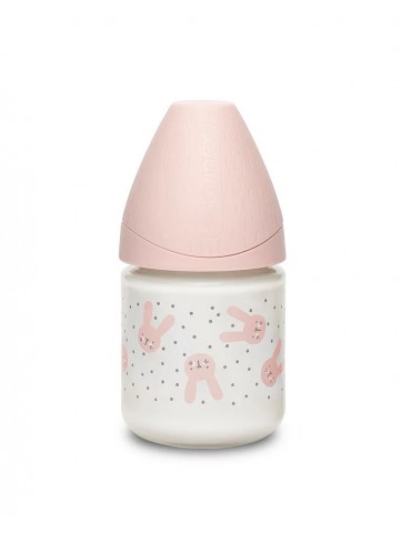 Suavinex Butelka premium szklana Królik różowy 120 ml Hygge Baby 0+