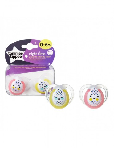 Tommee Tippee Smoczek uspokajający Night time 0-6m żółty Tommee Tippee Smoczek uspokajający Night time 0-6m żółty