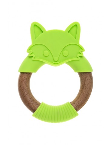 Bocioland Gryzak drewniano-silikonowy Lisek zielony