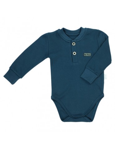 Nicol Body niemowlęce bawełniane długi rękaw granatowe Delfin 68-74