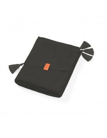 BabyOno Kocyk dzianinowy bambusowy z frędzlami czarny