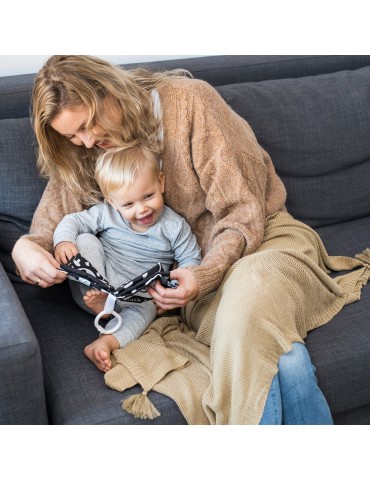 BabyOno Kocyk dzianinowy bambusowy z frędzlami beż