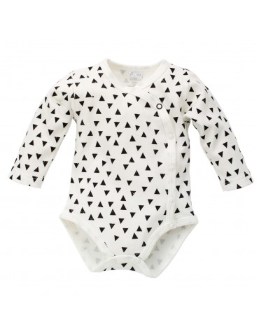 Pinokio body niemowlęce rozpinane długi rękaw Happy Day 50-68 biały trójkąty