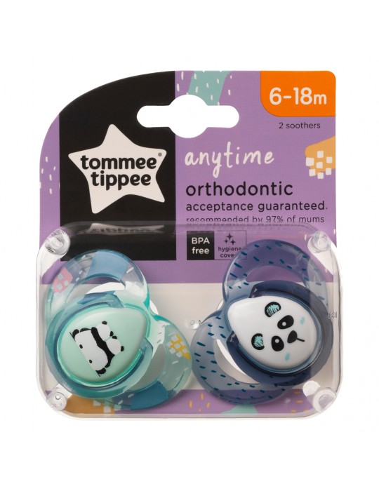 Tommee Tippee Smoczek uspokajający Anytime 6-18m Panda turkus