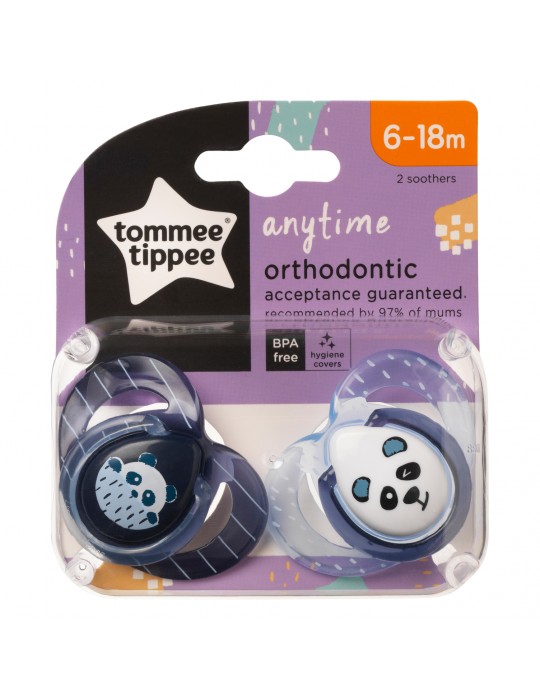 Tommee Tippee Smoczek uspokajający Any time 6-18m Panda niebieska