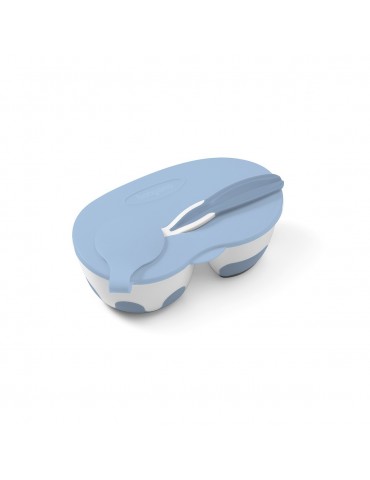 BabyOno miseczka dwukomorowa z łyżeczką niebieska