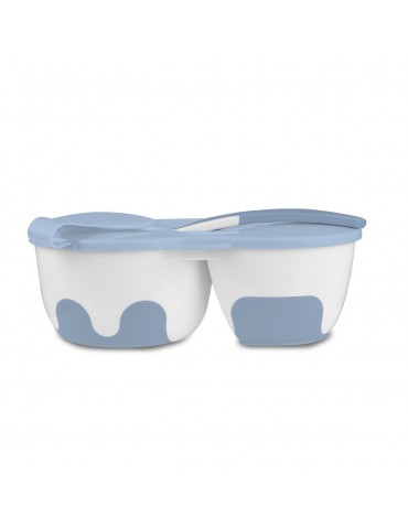BabyOno miseczka dwukomorowa z łyżeczką niebieska