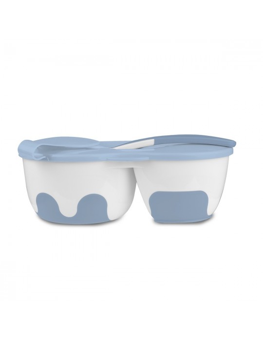 BabyOno miseczka dwukomorowa z łyżeczką niebieska