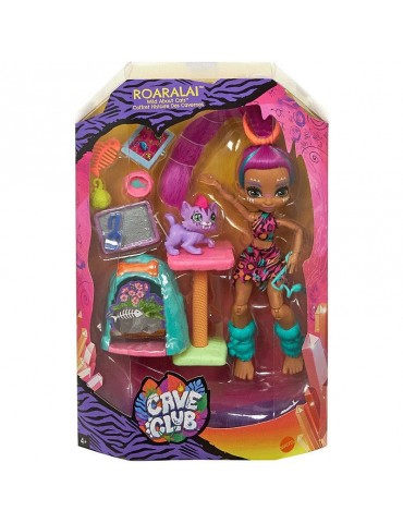 Mattel Cave Club lalka Roaralai ze zwierzątkiem jaskiniowa kocia mama
