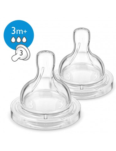 Avent Philips Smoczek antykolkowy Airflex średni 3m+ Classic+ 2 szt