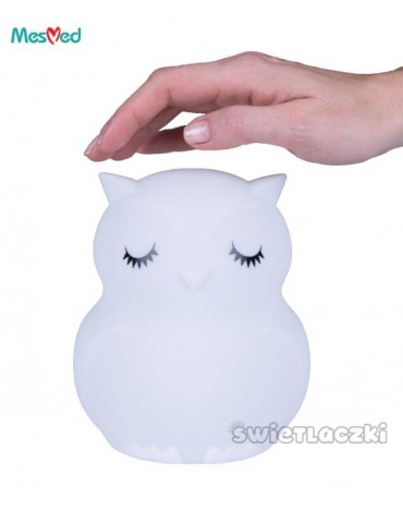 MesMed Lampka silikonowa z pilotem zmieniająca kolory Świetlaczek Sówka