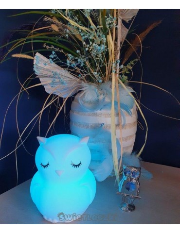 MesMed Lampka silikonowa z pilotem zmieniająca kolory Świetlaczek Sówka