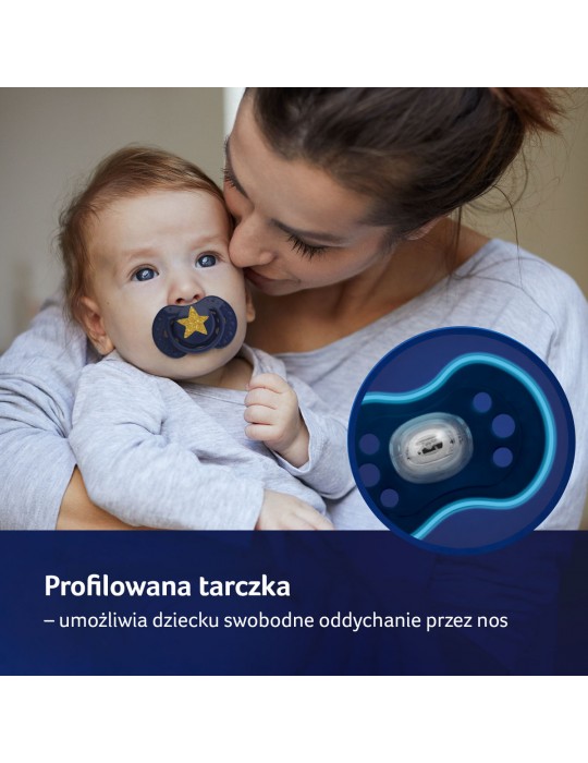 Lovi Stardust Smoczek silikonowy dynamiczny Blue 18m+ 2 szt.