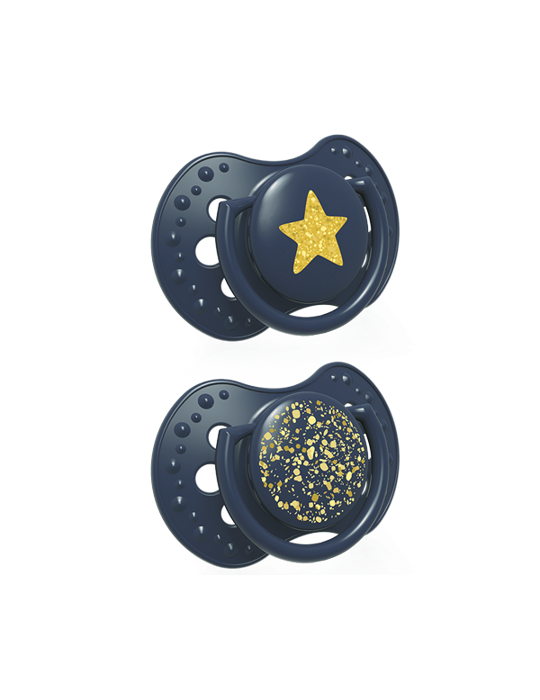Lovi Stardust Smoczek silikonowy dynamiczny Blue 18m+ 2 szt.