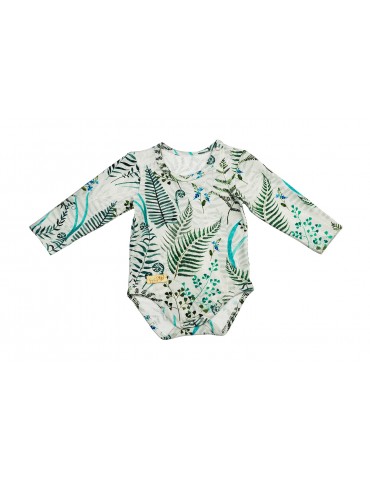 Baby in world Body niemowlęce z długim rękawem bawełniane Paprocie