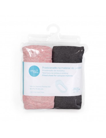 Ceba prześcieradło do gondoli 2szt Dark grey + pink