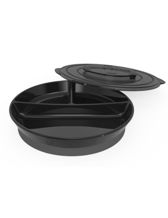 TwistShake Divided talerz z przegródkami 6m+ Black