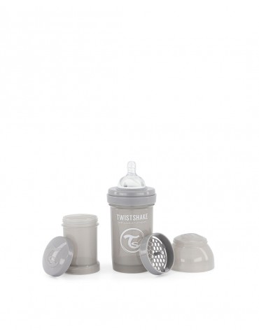 TwistShake butelka antykolkowa 180ml pastel grey smoczek S 0m+