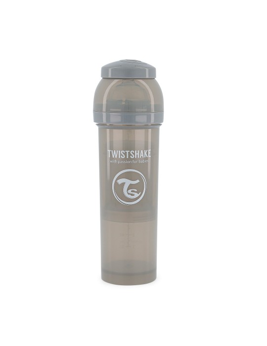 TwistShake butelka antykolkowa 330ml szara smoczek L 4m+