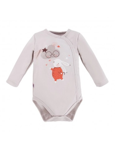 Eevi Body niemowlęce bawełniane rozpinane długi rękaw Mellow szare