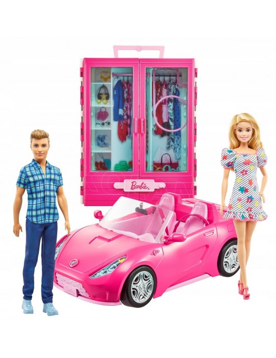 Barbie Zestaw 3w1 szafa kabriolet lalki