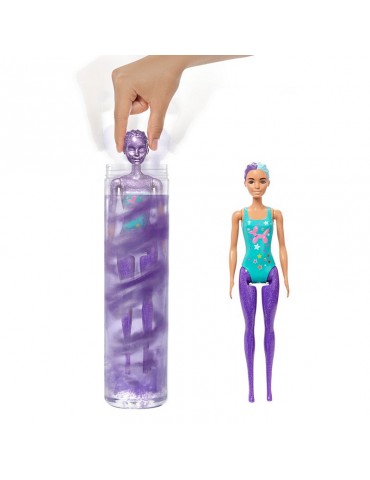 Barbie Color Reveal Imprezowa stylizacje niebiesko fioletowe włosy