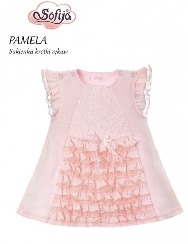 Sofija Sukienka niemowlęca bawełniana PAMELA różowa