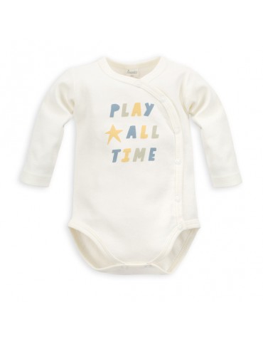 Pinokio Body niemowlęce bawełniane rozpinane długi rękaw Fun Time ecru