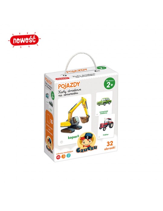 CzuCzu Karty obrazkowe na sznureczku Pojazdy 2+