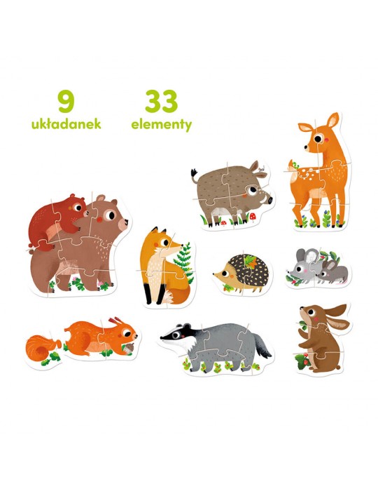 CzuCzu Puzzle progresywne zwierzątka w lesie 2+