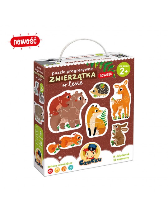 CzuCzu Puzzle progresywne zwierzątka w lesie 2+