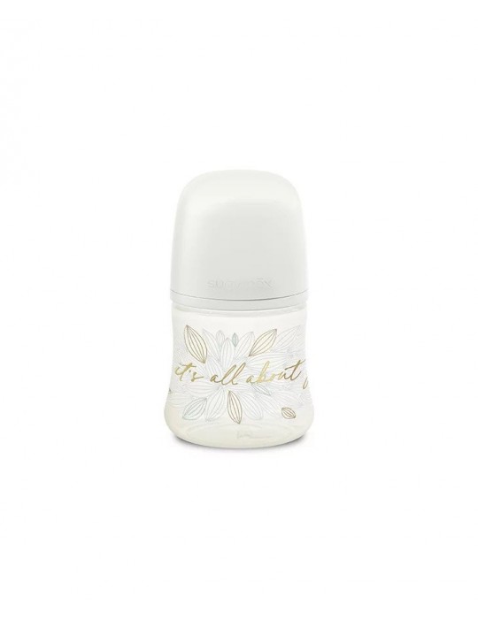 Suavinex Butelka o wolnym przepływie smoczek Sx Pro 150 ml Gold edition szara