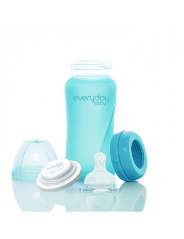 Everyday Baby Butelka szklana reagująca na temperaturę M 240ml turkusowa