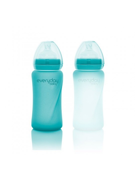 Everyday Baby Butelka szklana reagująca na temperaturę M 240ml turkusowa