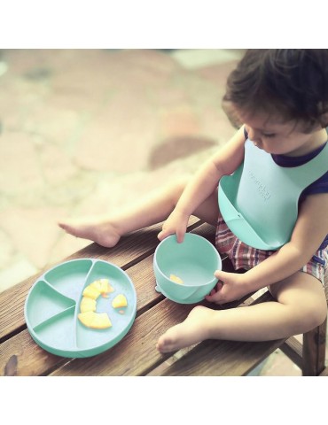 Everyday Baby Śliniak silikonowy z kieszonką miętowy