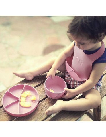 Everyday Baby Śliniak silikonowy z kieszonką różowy