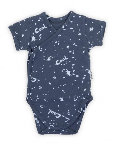 Nicol Body niemowlęce bawełniane rozpinane krótki rękaw granat Maks