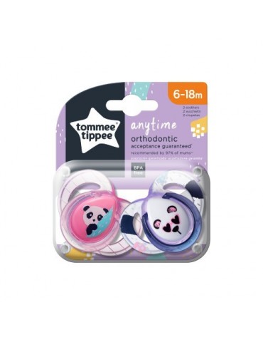 Tommee Tippee Smoczek uspokajający Any time 6-18m Panda różowa