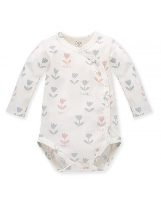 Pinokio Body niemowlęce bawełniane rozpinane długi rękaw Romantic ecru druk