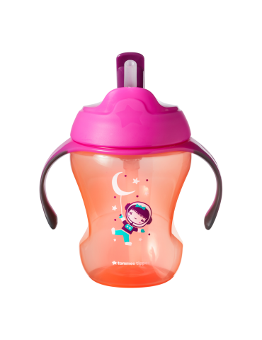 Tommee Tippee Bidon ze słomką niekapek Kosmonautka 230ml 6m+ pomarańczowy Tommee Tippee Bidon ze słomką niekapek Kosmonautka 230ml 6m+ pomarańczowy