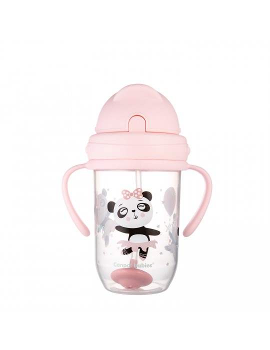 Canpol babies kubek niekapek z rurką i odważnikiem Exotic Animals 270ml różowy