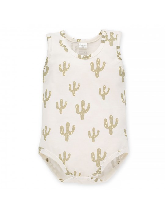 Pinokio Body niemowlęce bawełniane na ramiączkach Free soul ecru druk